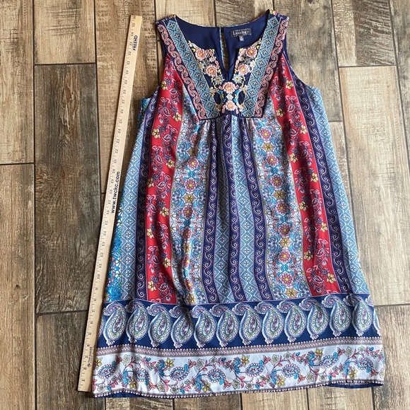 Luxology Embroidered Multicolor Sleeveless Mini Dress - Picture 12 of 13